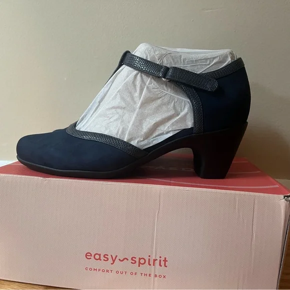 Easy Spirit Cara Women's Navy T-Strap Heels 7W - Picture 3 of 7